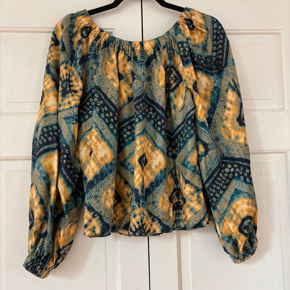 Ulla Johnson Nadya Blouse Constellation Patterned Silk Twill Shibori Size 2 - Picture 11 of 16